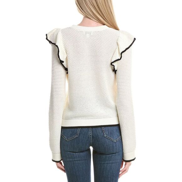 Cece Womens Ruffle Insert Pullover, White - Picture 2 of 3